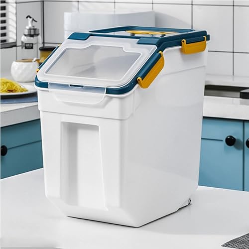 ANMOO Boîte de rangement hermétique pour riz, 11,3 kg, farine, céréales, sans BPA, avec roulettes, 15 kg avec pelle pour la maison et la cuisine (gris) - Nail Gallerys