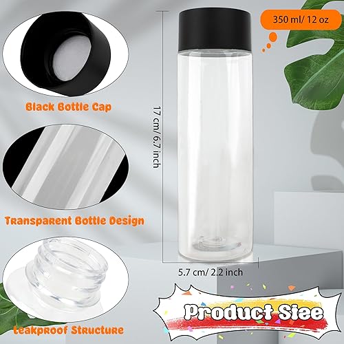 Lot de 32 bouteilles sensorielles vides en plastique transparent avec couvercle noir - Flacons sensoriels vides avec bouchons pour stocker du jus, du lait, des travaux manuels, des fournitures de fête - Nail Gallerys