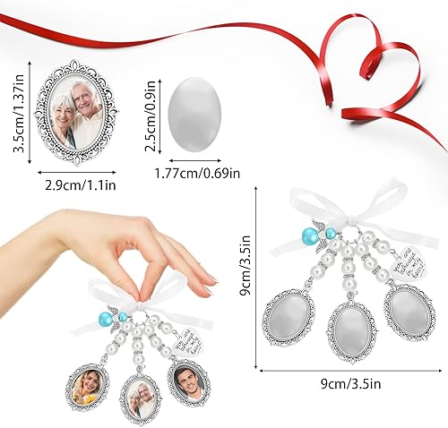 Pendentif Charme Bouquet de Mariage - Photo Charm Avec 3 Cadres - Anniversaire Mariée Bande - Nail Gallerys