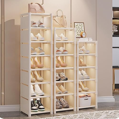 Vllcsla Étagère à Chaussures Blanche étroite à 8 Niveaux - Organisateurs de Chaussures Peu Encombrant, 1 Niveau pour 1 Paire de Chaussures, Range-Chaussures Empilable pour Couloir, Chambre à Coucher - Nail Gallerys