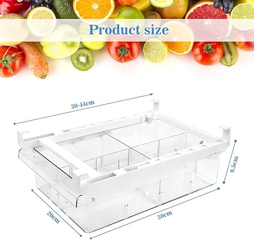 QINERSAW Rangement Frigo Rétractable 30 * 20 * 9.5cm Boîte de Rangement Frigo Coulissant Bac de Rangement Plastique Frigo Transparent Rangement Frigo Tiroir pour Légumes Viande Fruits - Nail Gallerys