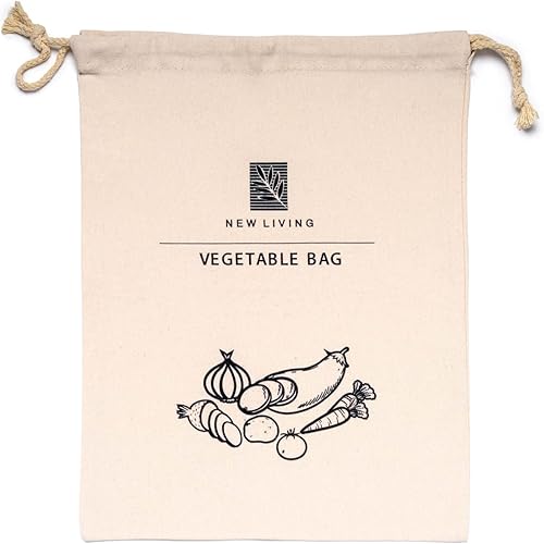 New Living Lot de 2 sacs à légumes | Matériaux en lin bio | Produit écologique | Sac de rangement alimentaire | 26 x 38 cm - Nail Gallerys