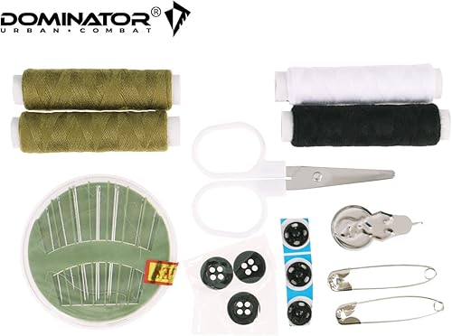 Kit de couture Dominator Urban Combat pour activités de plein air, urgences et voyages, avec fil, aiguilles, épingles à nourrice, ciseaux et broche, dans une housse en nylon robuste - Nail Gallerys