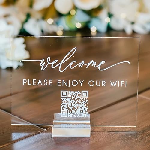 Panneau Wifi personnalisé pour chambre d'invités Panneau de code QR Wifi avec support Panneau de mot de passe Wifi pour la maison Porte-panneaux en acrylique personnel Hôtel Restaurant Bureau Décor - Nail Gallerys