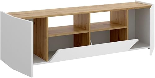 DEKIT GRUPO RIMOBEL Isola Meuble TV Basse, Melamine, Blanc et Nordic, 44 x 142 x 35 cm - Nail Gallerys