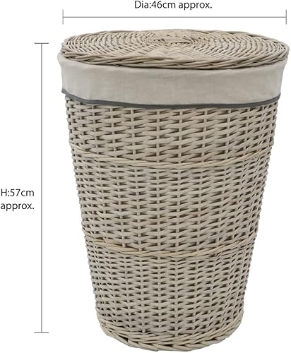 JVL Arianna Panier à linge rond fuselé en osier Gris délavé - Nail Gallerys