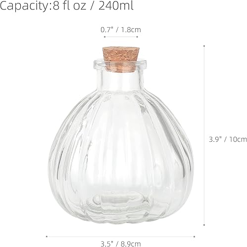 Magic Season Bouteilles en Verre Décoratives avec Bouchons en Liège (240 ML Bouteilles en Citrouille / 2 pièces) - Nail Gallerys