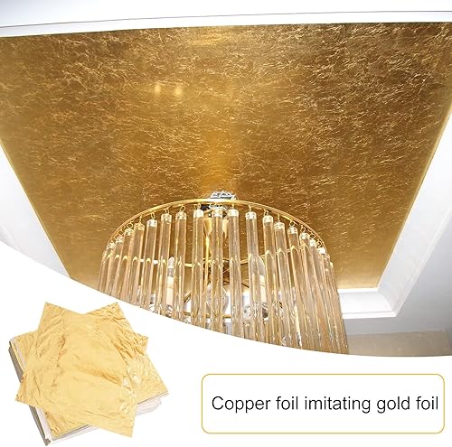 NXPUXP 100 Feuilles De Feuille D'or D'imitation,Papier Or D'imitation,Feuille D'or Imitation Pour L'art,Feuille D'or Multi-Usages,Parfait Pour Les Ongles,L'art Et Les Projets De Bricolage - Nail Gallerys