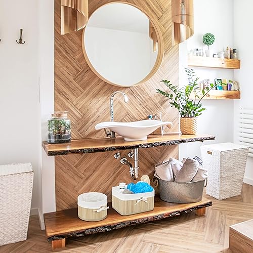 Relaxdays Boîte de rangement en bambou lot de 4 HxlxP 17,5 x 32 x 23 cm pour armoire et placard, nature - Nail Gallerys