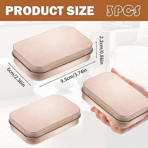AONAYO Lot de 3 petites boîtes en métal or rose - Petite boîte en métal avec couvercle - Pour bonbons, clés, boucles d'oreilles, savon, menthe, biscuits (or rose) - Nail Gallerys