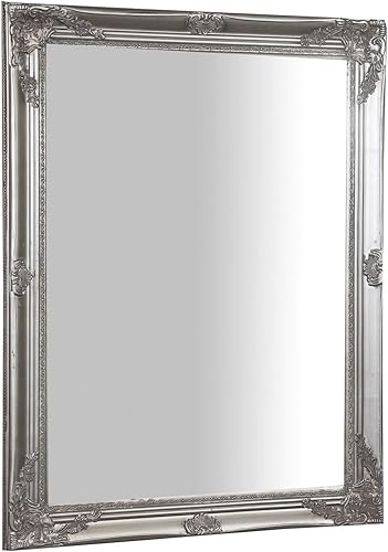 Biscottini International Art Trading Miroir Mural 80 x 60 x 3 cm Made in Italy/Miroir Shabby Chic/Miroir Salle de Bain Couleur Argent Antique/Miroir Mural Vintage - Nail Gallerys