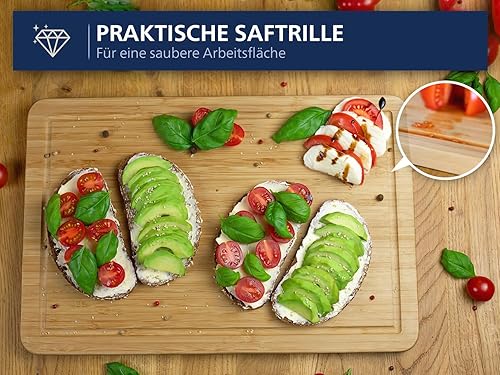 Molunda Planche à découper en bambou 100 % bambou biologique 45 x 30 x 2 cm - Planche en bois antibactérienne certifiée FSC® pour la cuisine - Nail Gallerys