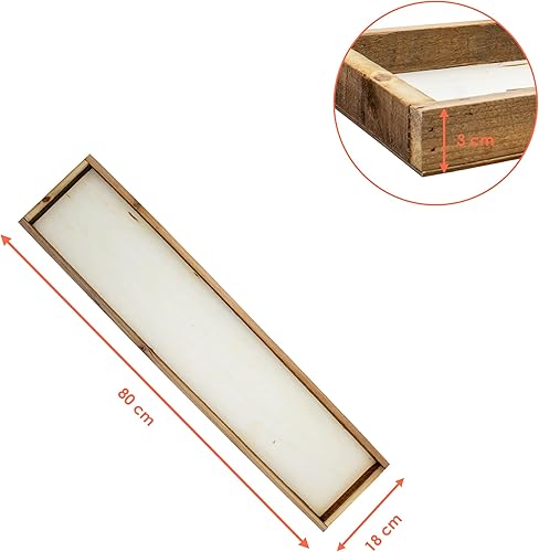 Plateau décoratif rectangulaire en bois - 80 x 18 cm - Plateau à bougies avec bord rustique - Décoration de table de l'Avent - Nail Gallerys