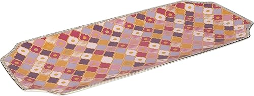 Maxwell & Williams - Plat de Service en Porcelaine, Collection Teas & C's Kasbah, Modèle HV0126, 25 x 11.5 cm - Couleur Rose et Or - Nail Gallerys