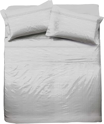 hermet Parure de lit Double 100% Coton, 2 Places Motif Effet Toile, Drap Housse + Drap Housse + 2 taies d'oreiller - Nail Gallerys