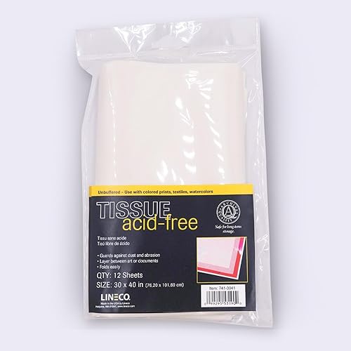 LINECO - Unbuffered Acid-Free Tissue Paper, 30x40', Pack of 12. - Nail Gallerys