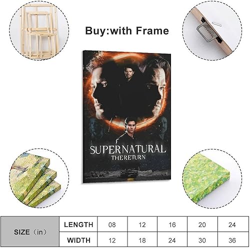 EWQEIQUW Supernatural Poster sur toile pour décoration murale vintage pour salon, chambre à coucher, 40 x 60 cm, style cadre - Nail Gallerys