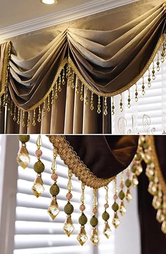 Frange de perles de 2,7 m de long et de gland pour décoration de rideau (vert) - Nail Gallerys