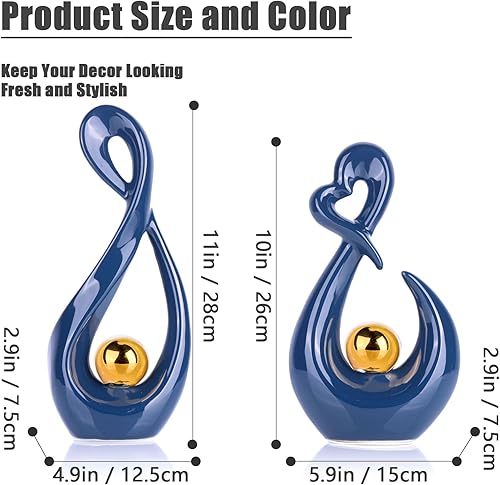 XMGZQ Décoration d'intérieur bleu marine, décoration bleue et dorée, décoration d'intérieur, statue d'art abstrait pour centre de table, décoration de table, salle à manger, salon, table basse - Nail Gallerys