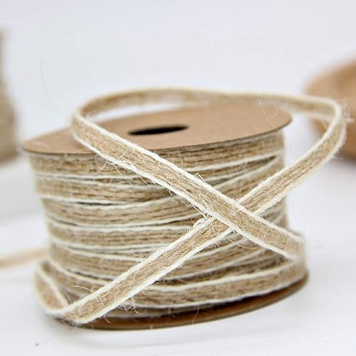 Ruban Toile de Jute 4 Rouleaux - Naturel pour Bracelet, Cadeau, Couture, Décoration Maison, Bricolage (10m x 0.5cm) - Nail Gallerys