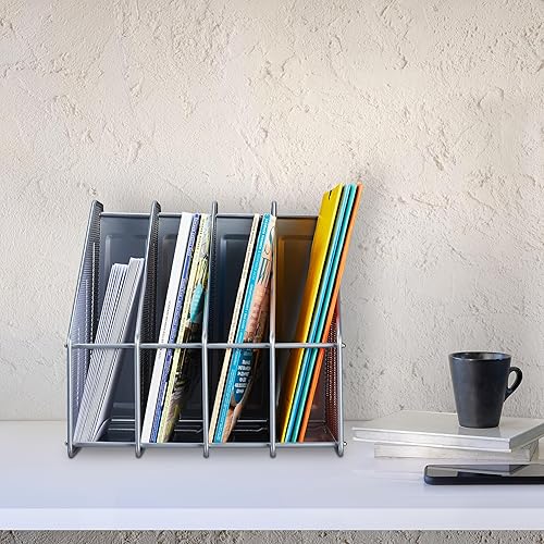 Relaxdays Range-revues à 4 Compartiments, Format A4, Design Maille, HLP 31,5x32x29 cm, Bureau/télétravail - Nail Gallerys