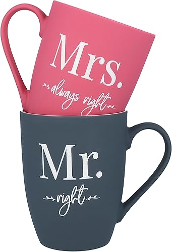 CREOFANT MR & MRS Set de tasses · Set cadeau · SOFT-TOUCH- Surface en silicone · Tasses gravées des deux côtés · Cadeau de mariage · Cadeau de fiançailles · St.Valentin · Cadeau pour les couples - Nail Gallerys