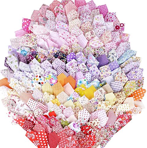 MEJOSER 200 PCS Tissu Patchwork Carré 10x10cm Coton Mixtes pour Quilting Loisirs Créatifs (Style-A) - Nail Gallerys