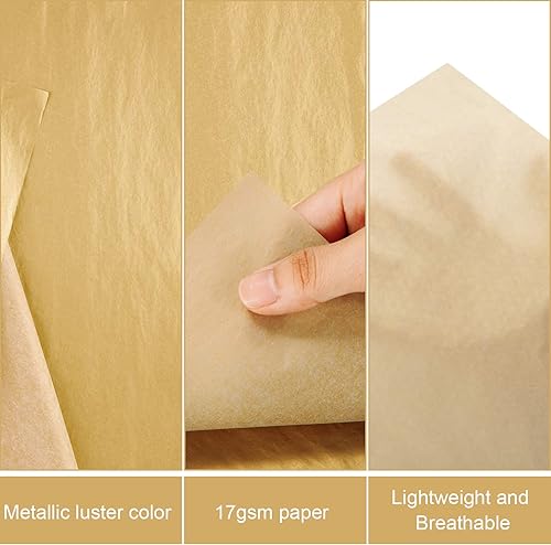 Papier de Soie Cadeau 100 Feuilles de Papier de Soie Métallique pour Emballage Cadeau Découpage Papier de Soie pour Fêtes D'anniversaire, Noël, Mariages 50 x 35cm Rose Doré - Nail Gallerys