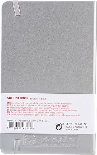 Talens Art Creation Skizzenbuch 80 Blatt, 13 cm x 21 cm, silber glänzend - Nail Gallerys