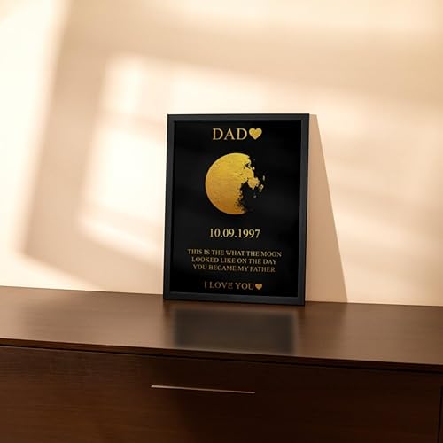 Cadre photo personnalisé en phase de lune - Art mural personnalisé - Cadeau d'anniversaire personnalisé - Carte d'étoiles par date de naissance - Cadeau de fête des mères (A4) - Nail Gallerys