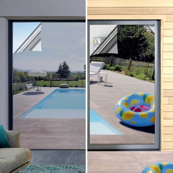 DIMEXACT - Film 2 en 1 Anti Chaleur et Anti vis-à-vis pour Pose extérieure - alu foncé - 75 cm x 0.5 m - en Rouleau - Nail Gallerys