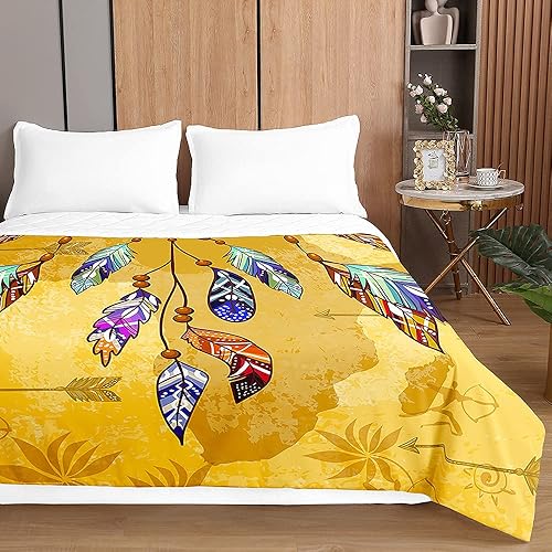 Surwin Couvre Lit Matelassé pour 1/2 Personnes,Motif Attrape-Rêves 3D Dessus de Lit Réversible Couverture de lit Doux Microfiber Jeté de Lit Couvre-lit Printemps Été (Plume d'amour,230x260cm) - Nail Gallerys