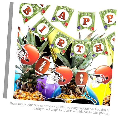 MUCKLILY 2 Ensembles Drapeau Rugby décorations de fête d'anniversaire bannière de football Jeu décor de fête d'anniversaire Bannière de joyeux anniversaire Papier - Nail Gallerys