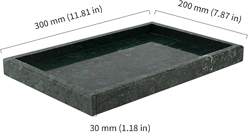 DAKFOOK Plateau de salle de bain rectangulaire en marbre naturel vert 30 x 20 cm, plateau de rangement décoratif pour table basse, comptoir de cuisine - Nail Gallerys