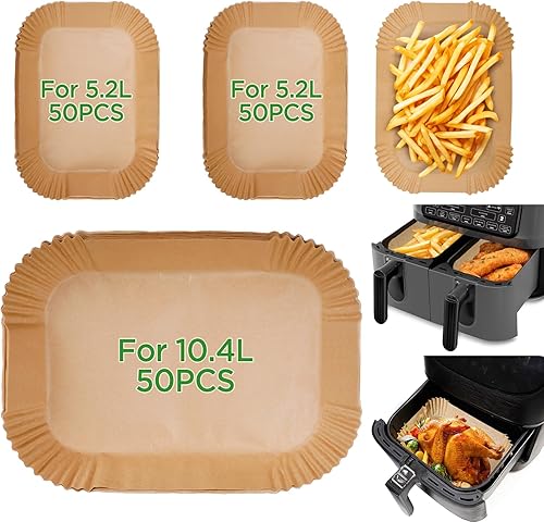 AiQInu Papier Sulfurisé pour Air Frye Ninja, 150 Pièces AF500EU 10.4L Cuisson Paper Liner, Food-Grade BPA Gratuit, Papier Parchemin Accessoires pour Friteuse Sans Huile - Nail Gallerys