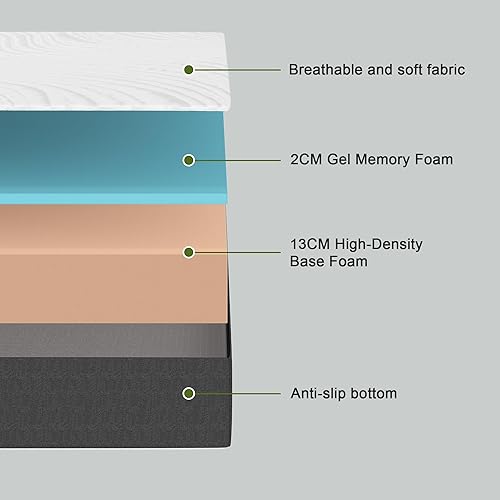 Twirest Matelas pliable en mousse à mémoire de forme avec oreiller portable, housse lavable, rangement facile pour camping, caravanes, invités - 120 x 190 x 15 cm - Nail Gallerys