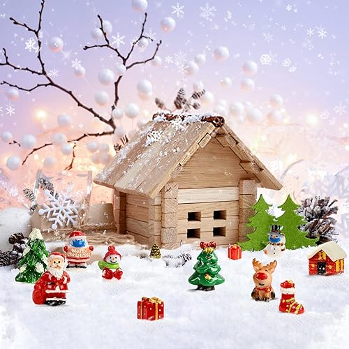 12 Pièces Noël Miniature Ornament Kits, Ornements Miniatures de Noël, Miniature en Résine Figurines, Bonhomme de Neige,Père Noël,Sapins de Noël, Figurine Père Noël pour Garden/Party/Noël Decor - Nail Gallerys