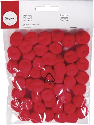 Rayher 7651318 Pompons, Rouge, 20 mm, Sct.-LS 50 pces - Nail Gallerys