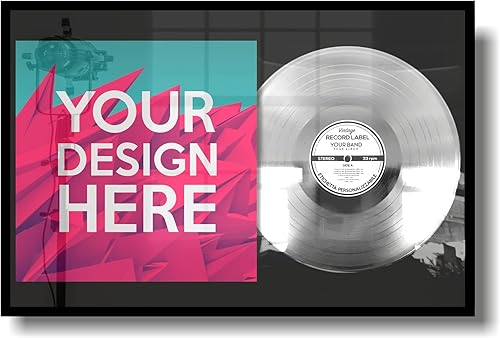 Disque d'or personnalisable encadré avec album cover - Idée cadeau pour musiciens, chanteurs, DJ, fabricants et fans (or) - Nail Gallerys