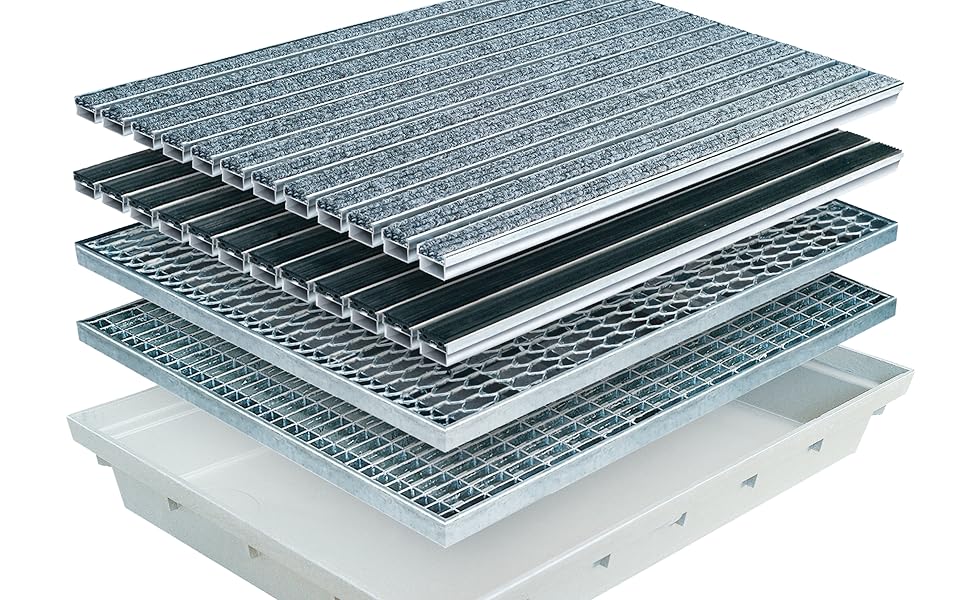 Paillasson encastrable MEA en SMC avec tous les tapis de couverture