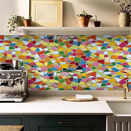 Stickers Cuisine Briques Colorées Credence Adhesive Pour Cuisine,Carrelage Adhesif Mural,Stickers Muraux Cuisine Salle De Bains,Pvc Imperméable Carrelage Adhesif Mural 10 PC(10x10cm) - Nail Gallerys