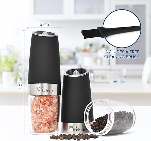 Joeji's Kitchen Moulin à Poivre et Sel - Electrique Activé par Gravité - Salieres et Poivrieres avec Noyau Céramique - Ensemble de moulin sel poivre à Niveaux Réglables - Nail Gallerys