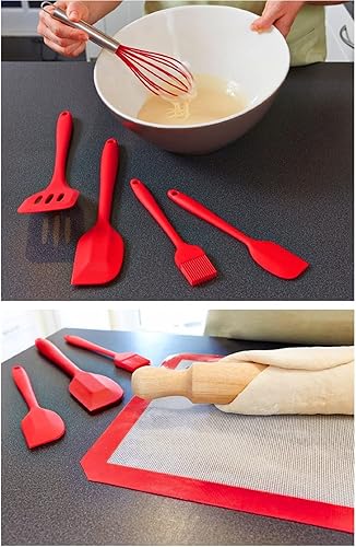CHAMEEN Ustensiles de cuisine en silicone platine sans BPA avec noyau en nylon Kitchen Essentials - Lot de fouets et spatules en silicone - Nail Gallerys