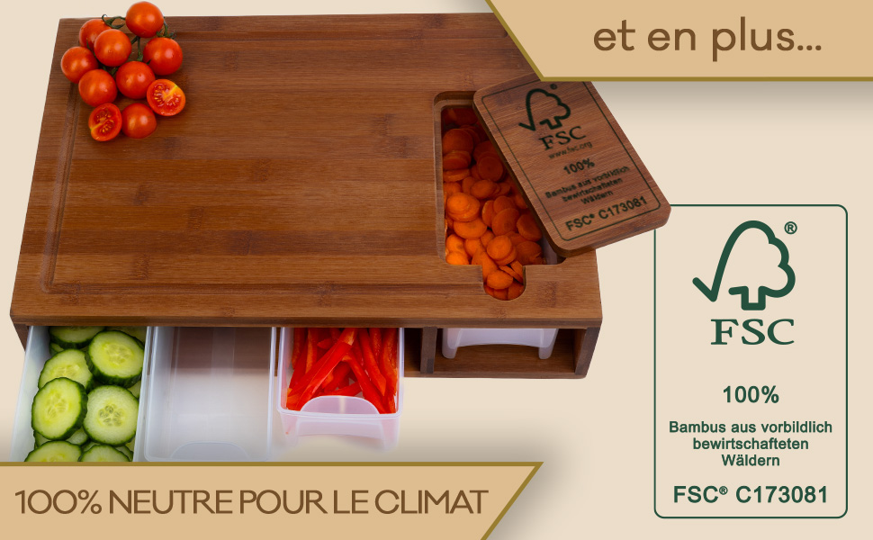 Planche à découper avec bac de récupération