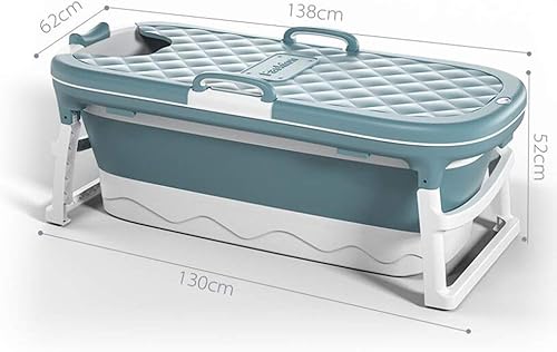 Baignoire Pliant Adulte,Baignoire Portable,Seau à Vapeur, Plastique épais Baignoire, Sauna Domestique (Bleu avec Couvercle) (138 * 62 * 52 cm) - Nail Gallerys
