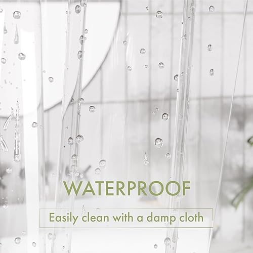 IGINOA Rideau de Douche Transparent Anti Moisissure Imperméable 180x200 Blanc Shower Curtain avec Œillets Résistant à la Moisissure Motif de Baignoire - Nail Gallerys