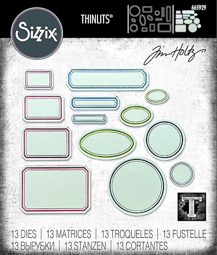 Sizzix Thinlits Set de 13 étiquettes vintage par Tim Holtz | 665929 | Chapitre 3 2022 Multicolor - Nail Gallerys
