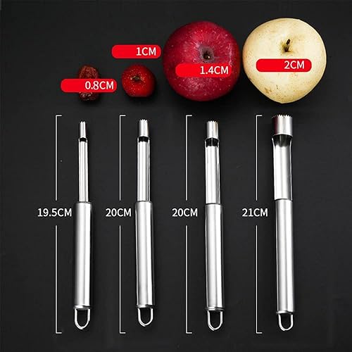 LATRAT Lot de 4 emporte-pièces en acier inoxydable pour pommes et poires - Dénoyauteur de pomme - En acier inoxydable - Ustensile de cuisine pour fruits et légumes - Nail Gallerys