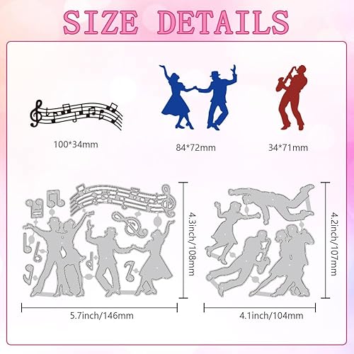 DELORIGIN Matrices de Découpe de Musique Jazz Dance Bordures de Cartes Points Découpés en Acier au Carbone Matrices Matrice de Decoupe Scrapbooking de Gaufrage pour Bricolage D'Albums Artisanau - Nail Gallerys