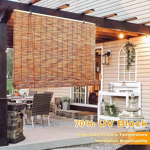 Stores en Bambou Extérieurs, Stores Occultants en Roseau sur Mesure pour Terrasse Balcon et Fenêtres Intérieures, Stores Enrouleurs avec Système de Levage - Nail Gallerys